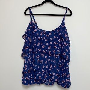 Torrid Ruffled Tank Top with Floral Poppy Print Size 3